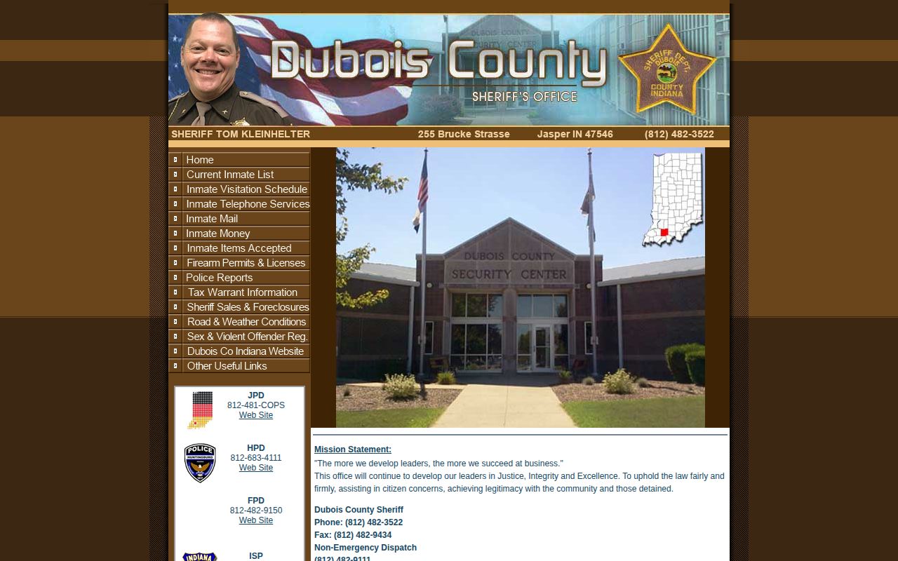 Dubois County Sheriff's Office navigation for wanted records
