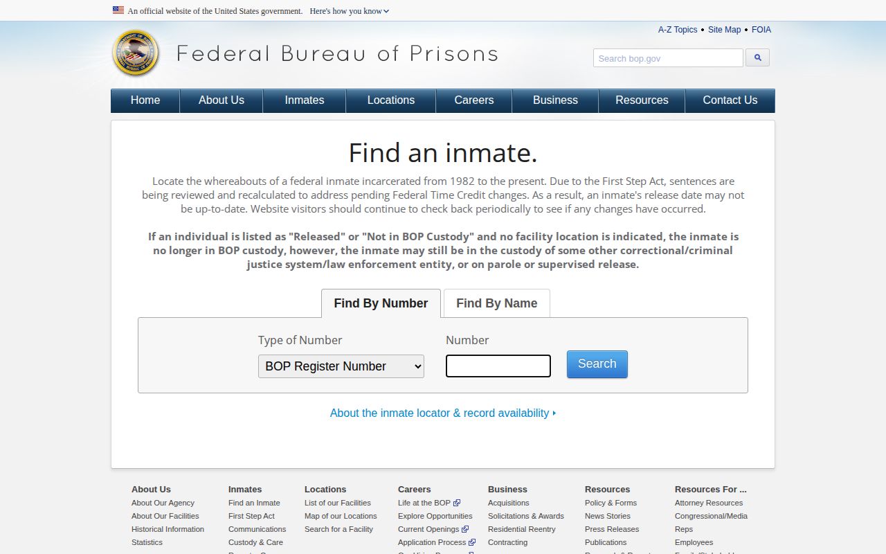 Federal Bureau of Prisons locator for Dubois County records research
