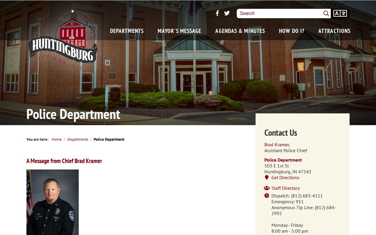 Official Huntingburg Police Department webpage